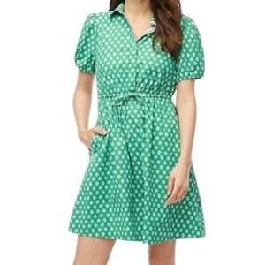 J. Crew Short Sleeve‎ Collared Mini Button Up Shirt Dress Kelly Green Size 6